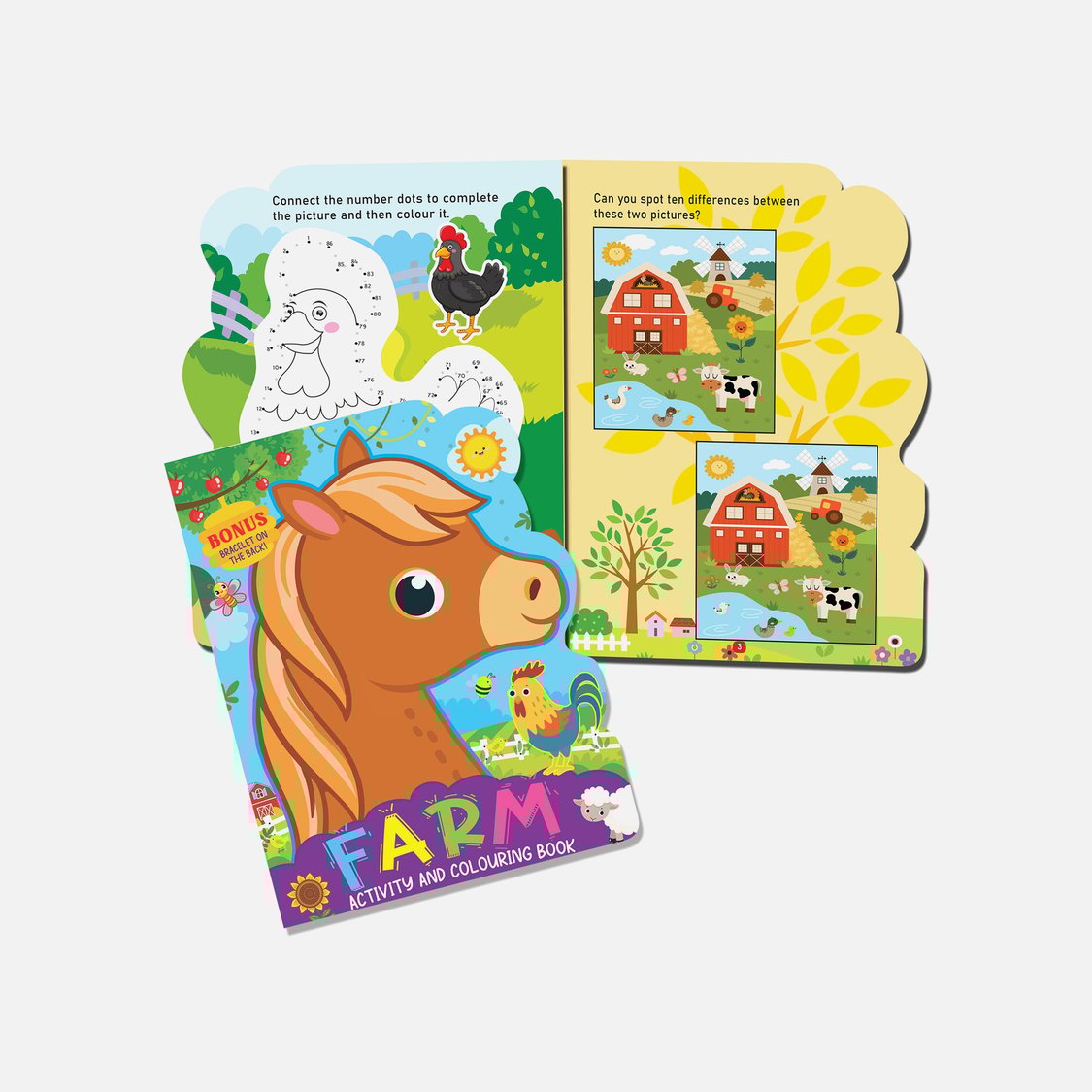 Dreamland Farm Activity and Colouring Book - Die Cut Animal Shaped Book