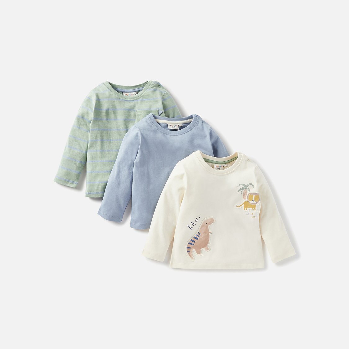 Juniors Printed T-shirt with Crew Neck and Long Sleeves - Set of 3