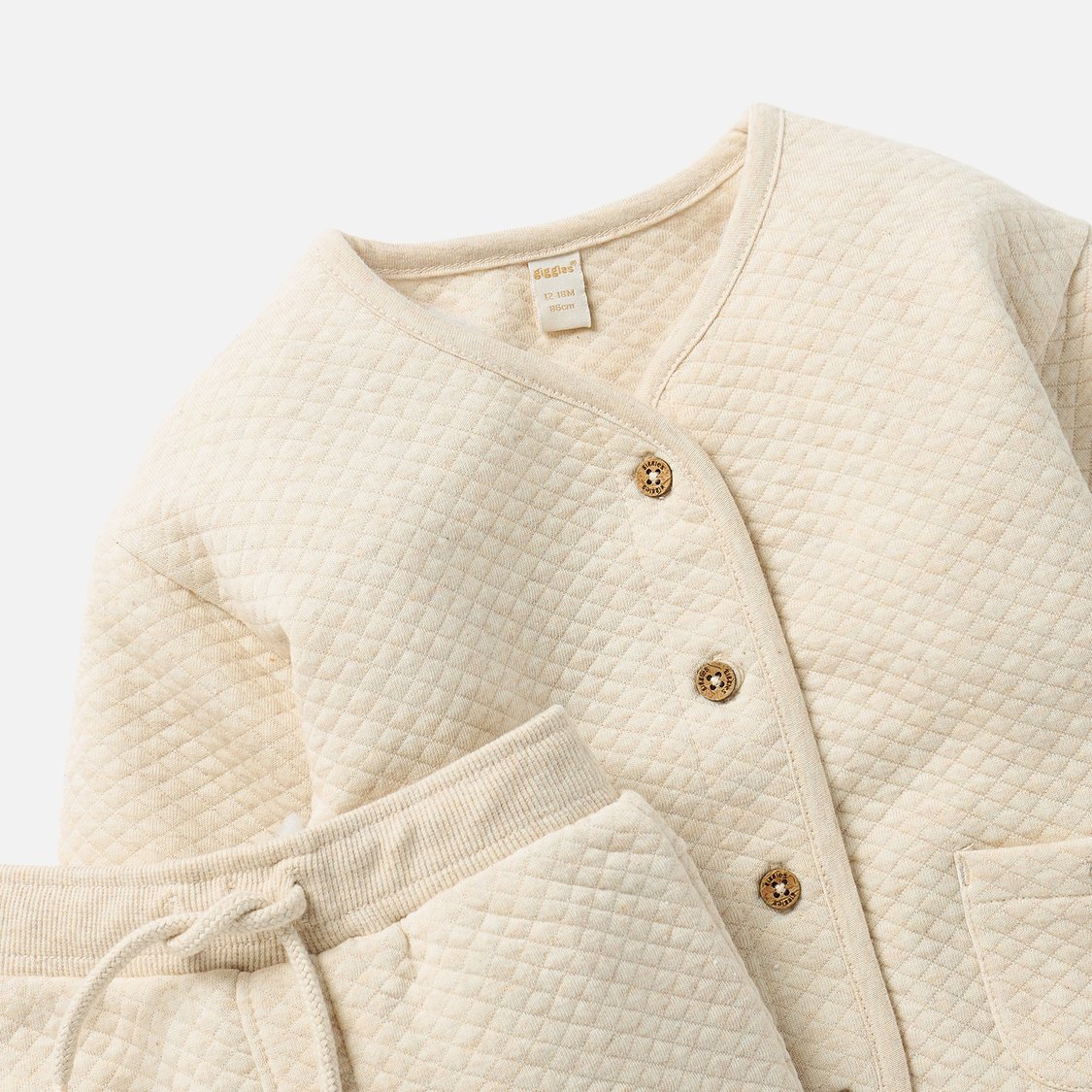 Giggles Textured Button Through Jacket and Joggers Set