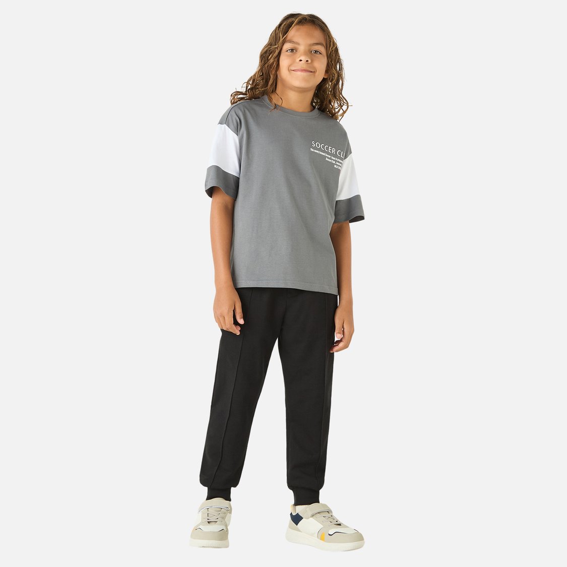 Juniors Typographic Print Crew Neck T-shirt with Short Sleeves