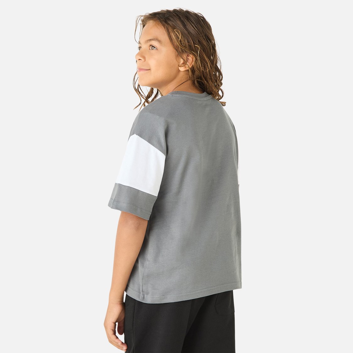 Juniors Typographic Print Crew Neck T-shirt with Short Sleeves