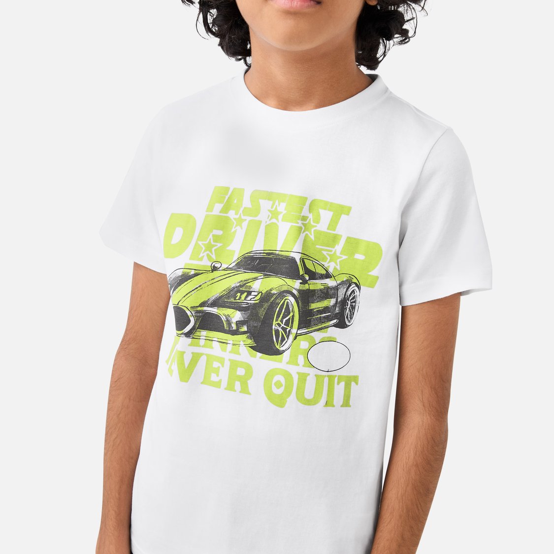 Juniors Graphic Print T-shirt with Short Sleeves