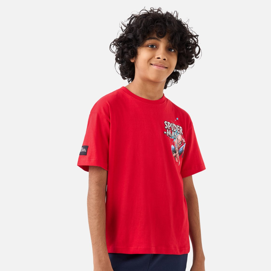 Spider-Man Print T-shirt with Crew Neck and Short Sleeves