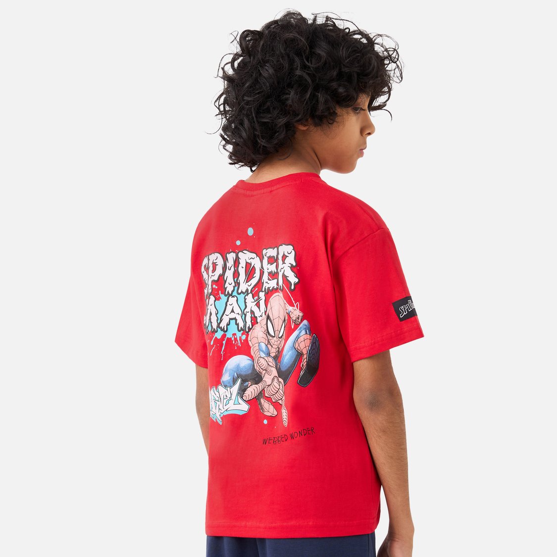 Spider-Man Print T-shirt with Crew Neck and Short Sleeves