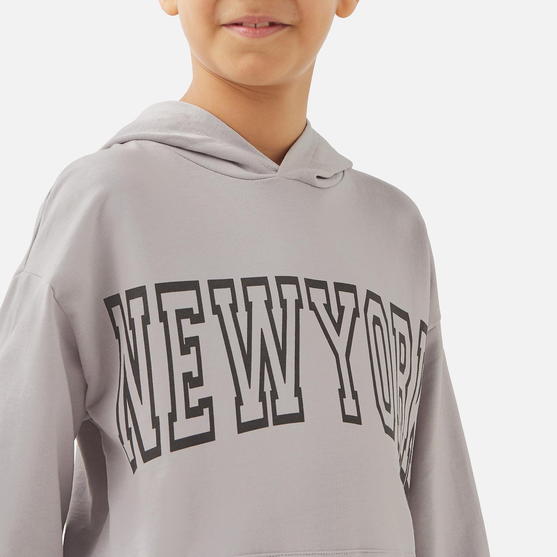 Juniors Typographic Pullover with Hood and Long Sleeves