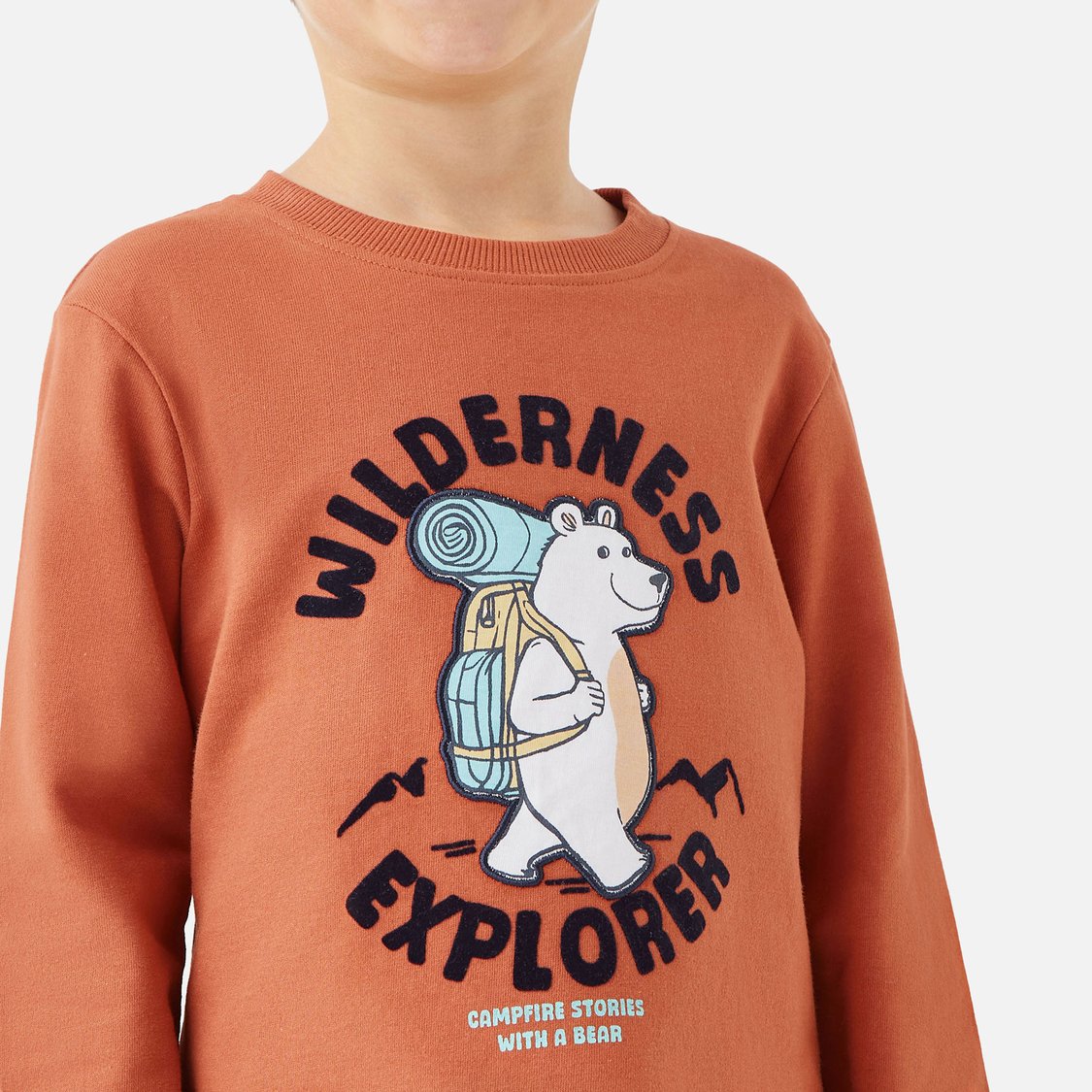 Juniors Bear Applique Print Long Sleeves T-shirt and Pyjama Set