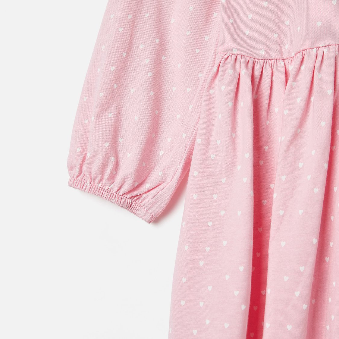 Juniors All-Over Heart Print A-Line Dress with Long Sleeves