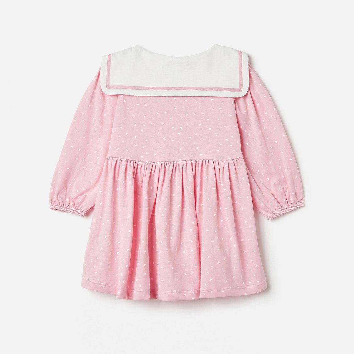 Juniors All-Over Heart Print A-Line Dress with Long Sleeves