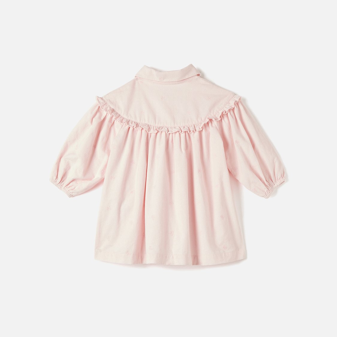 Juniors Ribbed Shirt Dress with Collar and Ruffle Detail