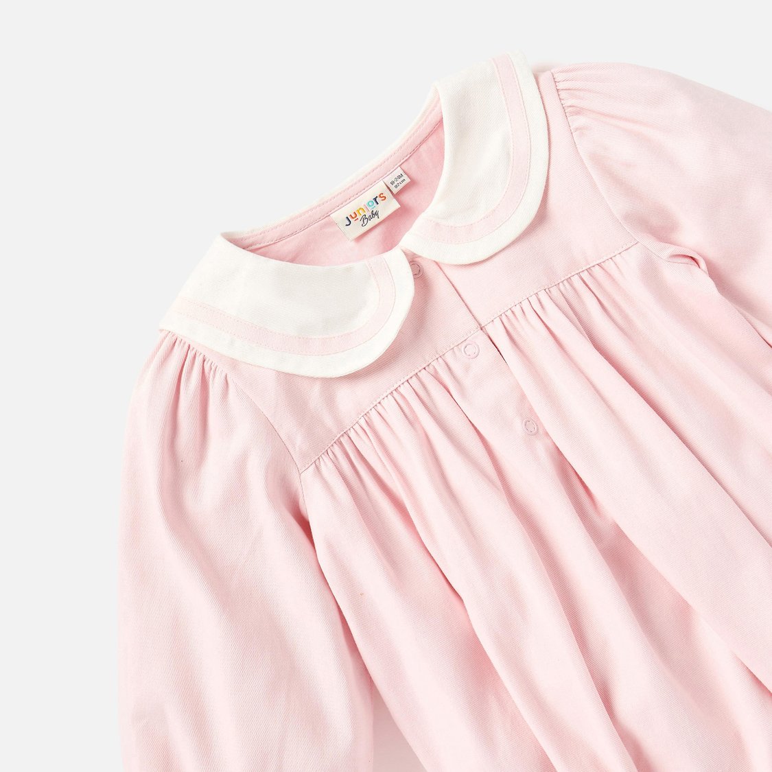 Juniors Solid Romper with Long Sleeves and Button Closure