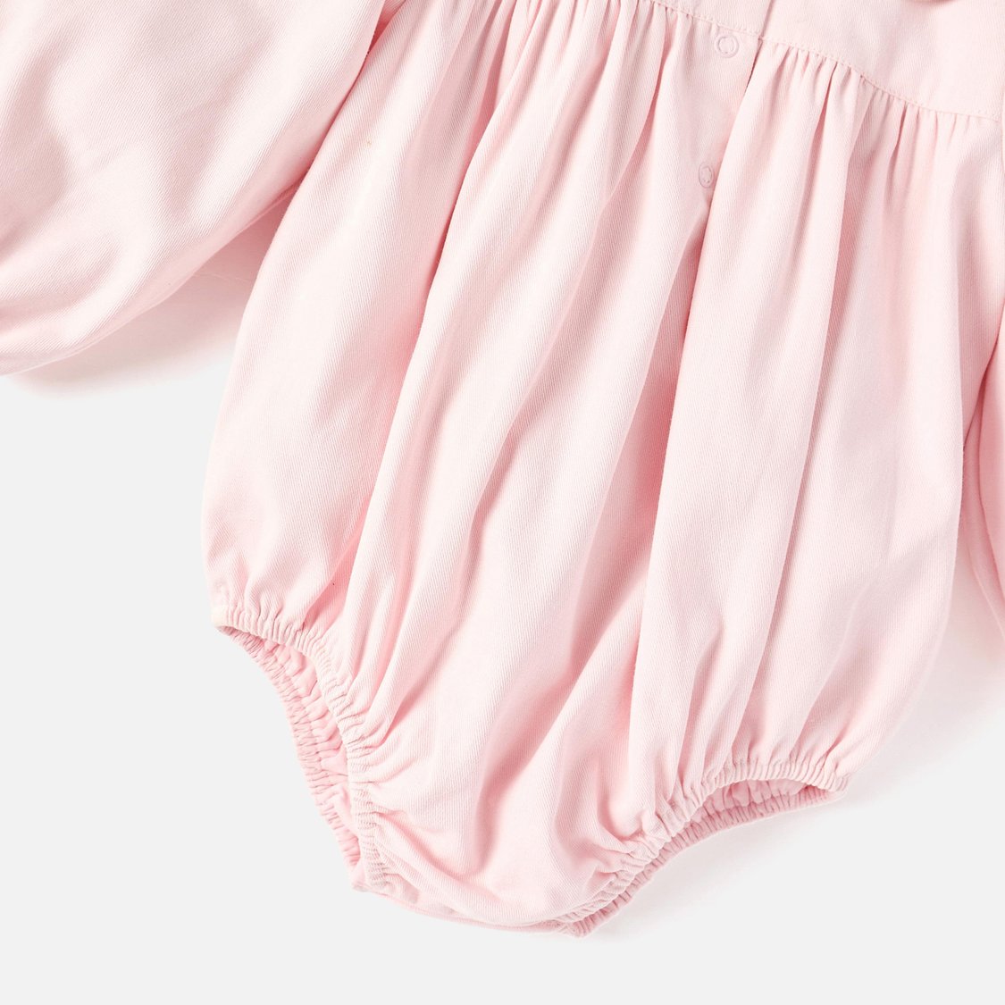 Juniors Solid Romper with Long Sleeves and Button Closure