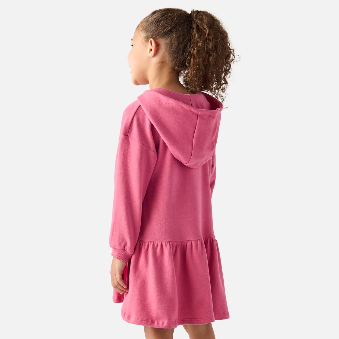 Juniors Printed Drop Waist Dress with Hood