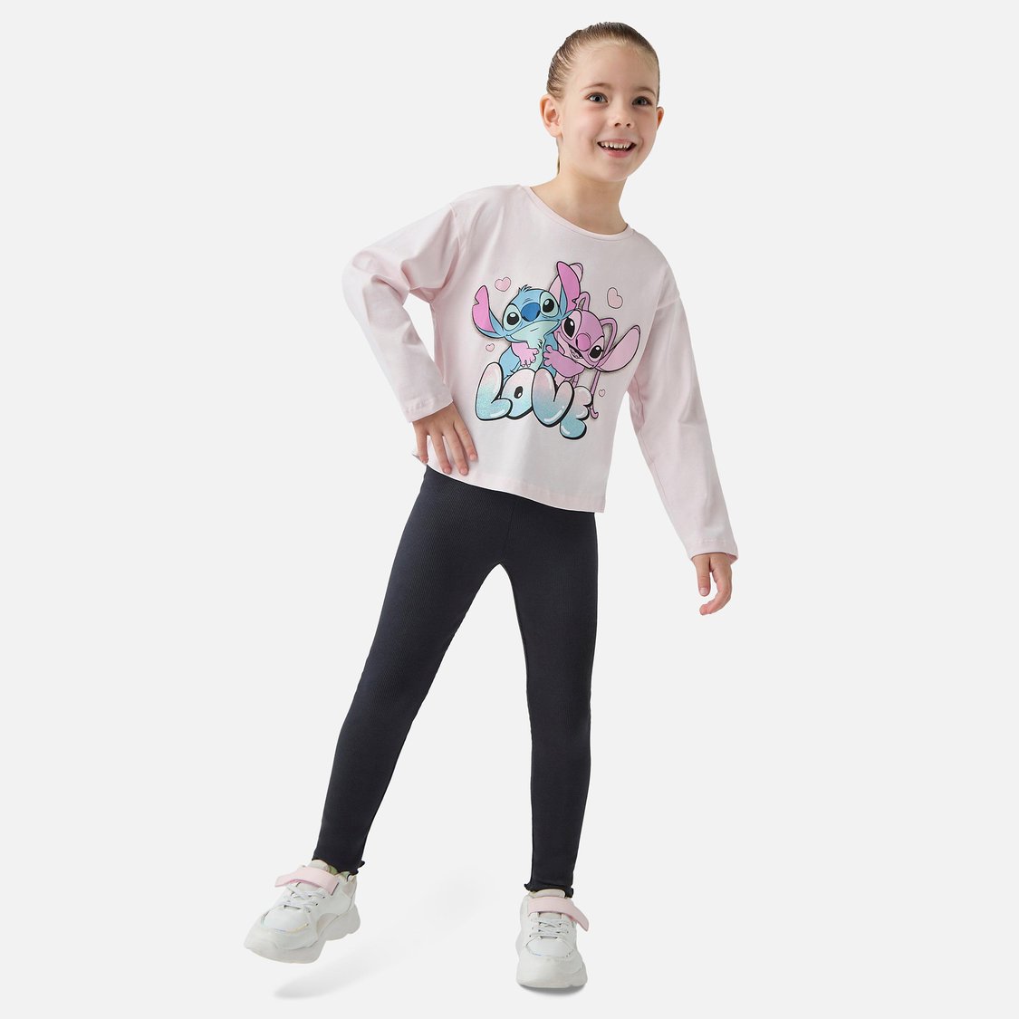 Lilo and Stitch Print T-shirt with Long Sleeves - Set of 2