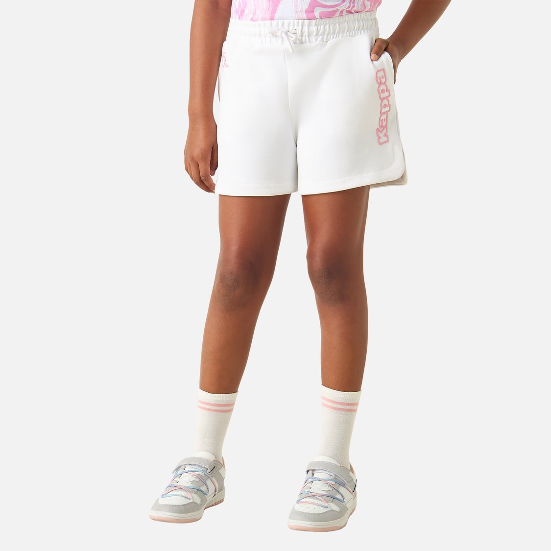 Kappa Brand Print Shorts with Drawstring Closure and Pockets