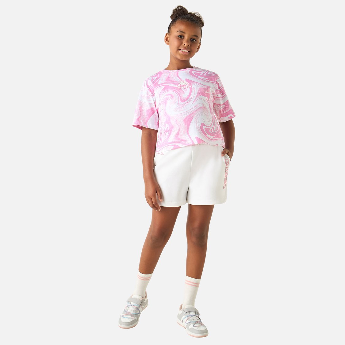 Kappa Brand Print Shorts with Drawstring Closure and Pockets