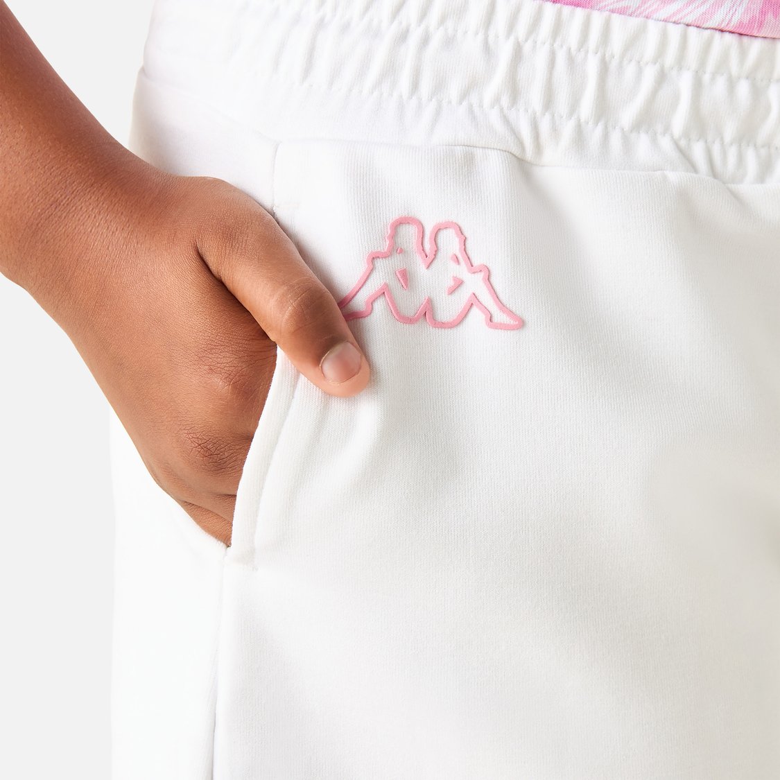 Kappa Brand Print Shorts with Drawstring Closure and Pockets