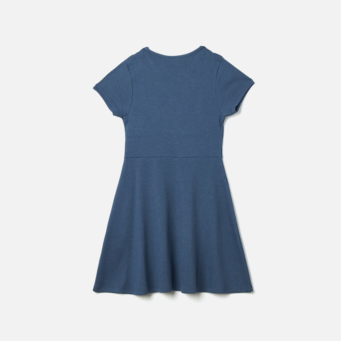 Juniors Printed A-Line Dress with Round Neck and Cut-Out Detail