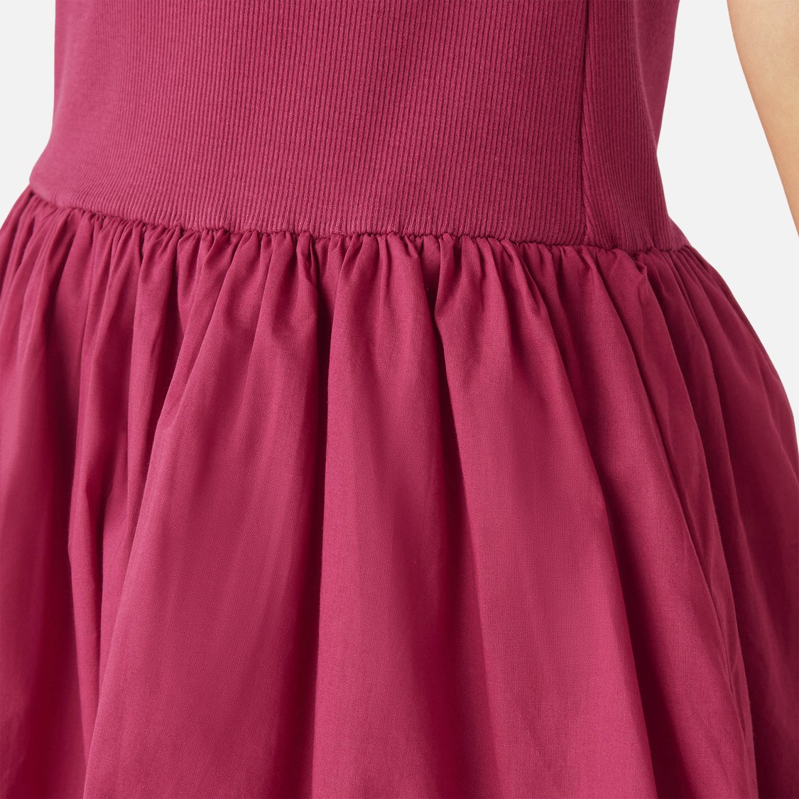 Juniors Ribbed A-Line Dress with Round Neck and Short Sleeves