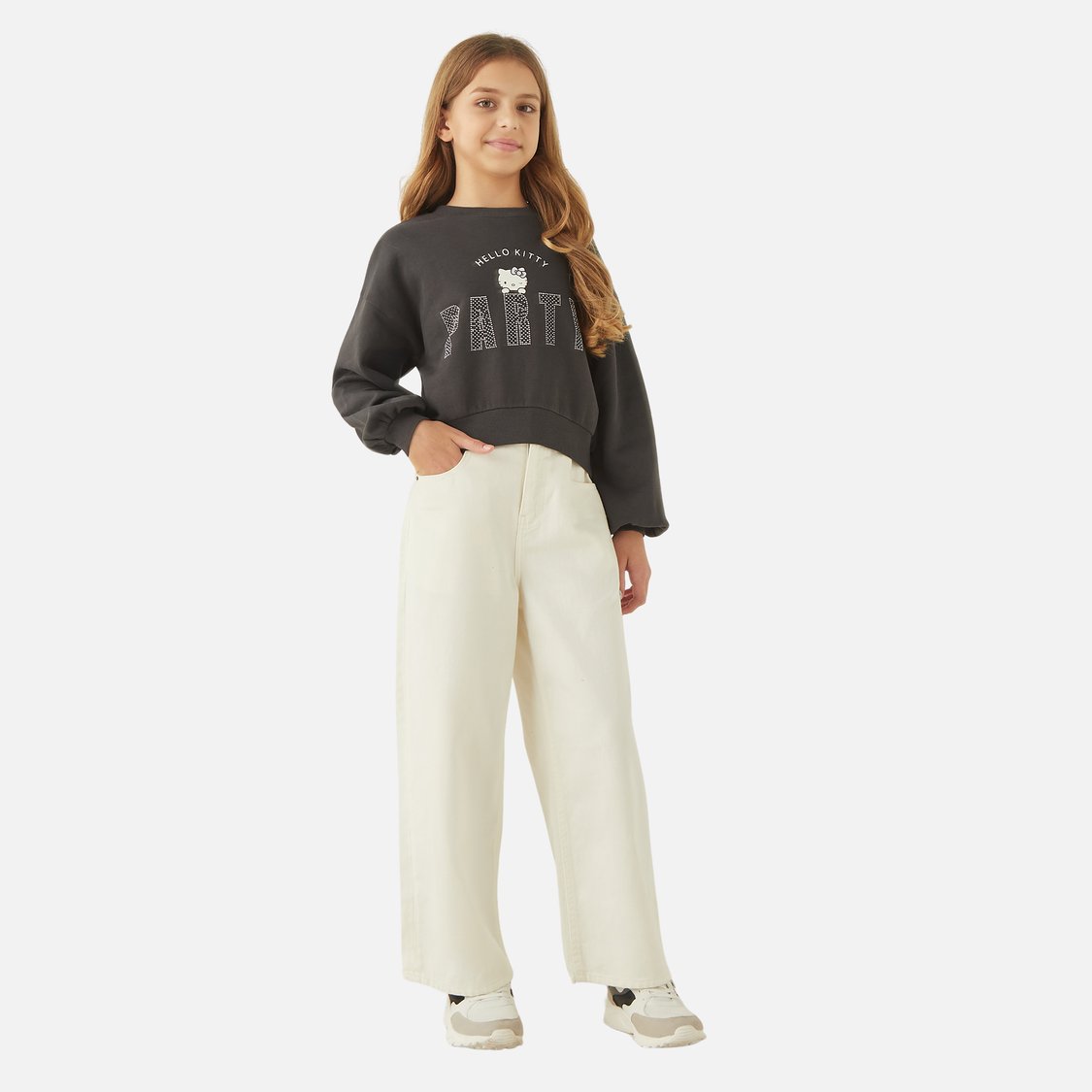 Hello Kitty Embellished Sweatshirt with Long Sleeves
