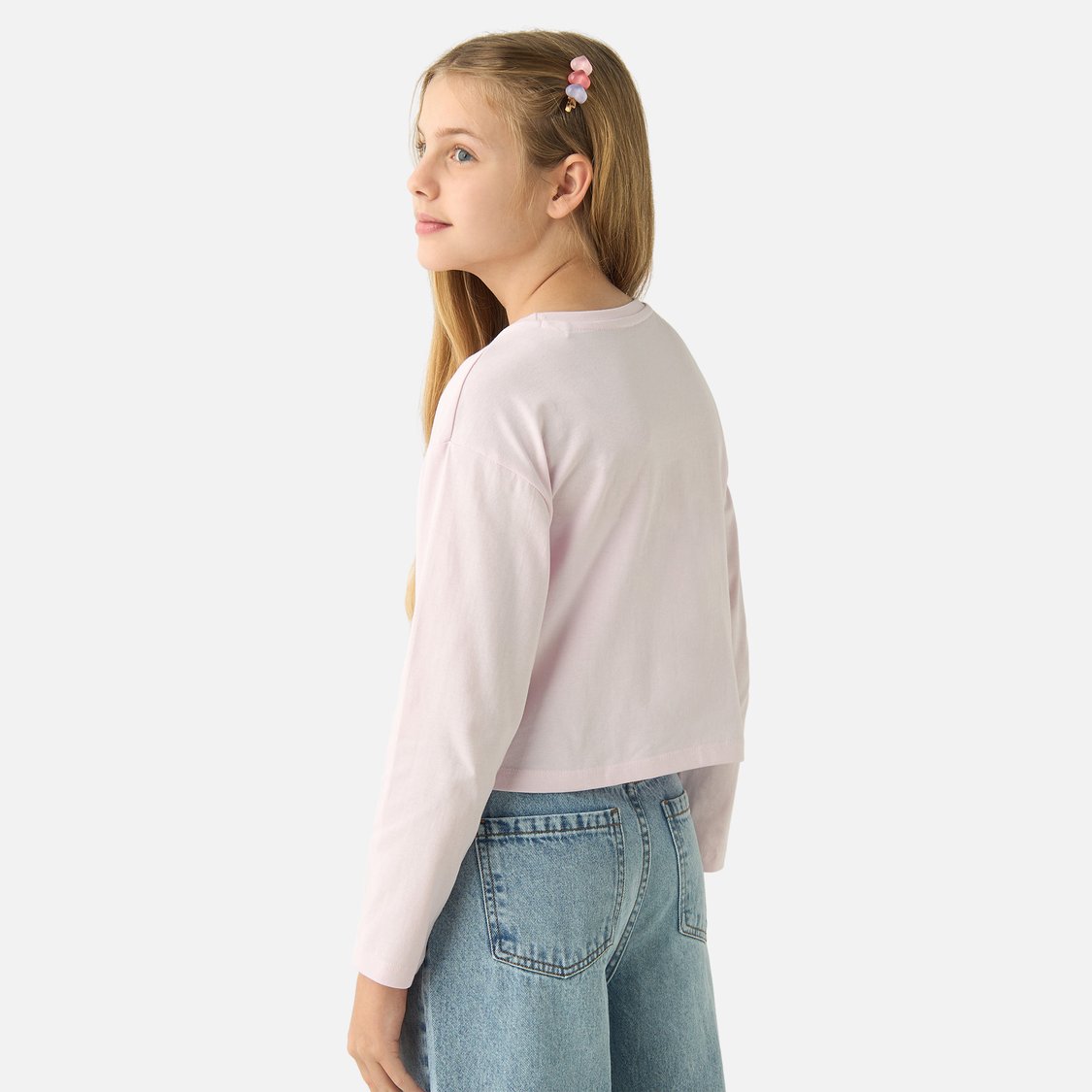 Juniors Sequinned Round Neck T-shirt with Long Sleeves