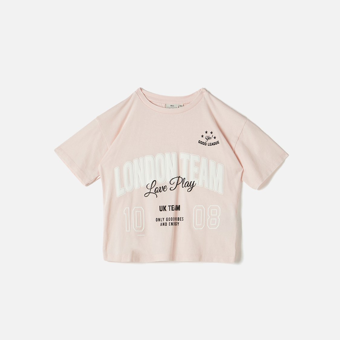 Juniors Varsity Print T-shirt with Crew Neck and Short Sleeves