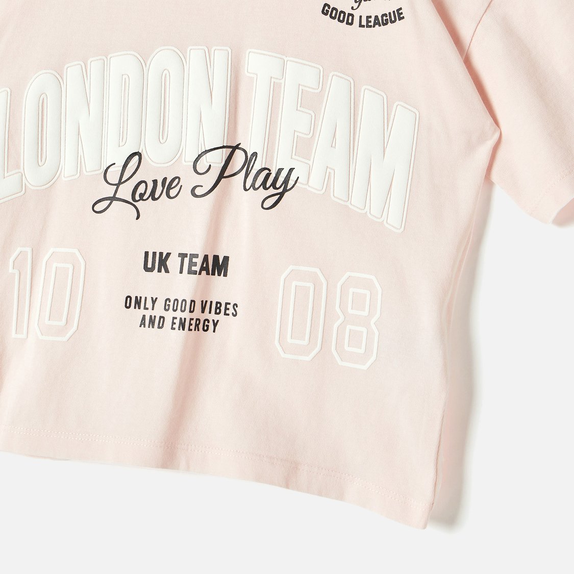 Juniors Varsity Print T-shirt with Crew Neck and Short Sleeves