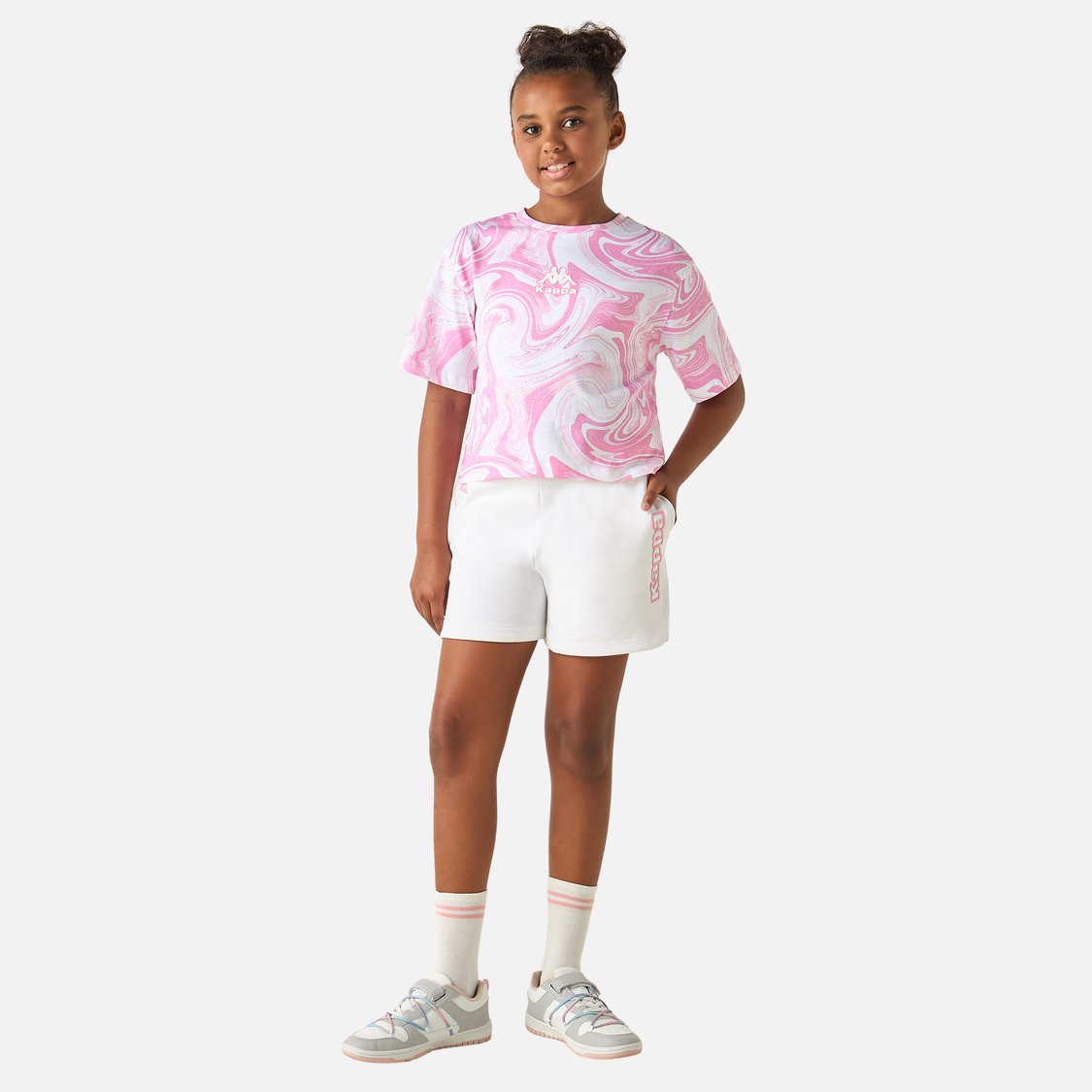 Kappa All-Over Print Crew Neck T-shirt with Short Sleeves