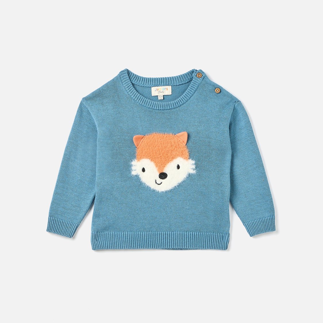 Juniors Fox Applique Sweater with Long Sleeves