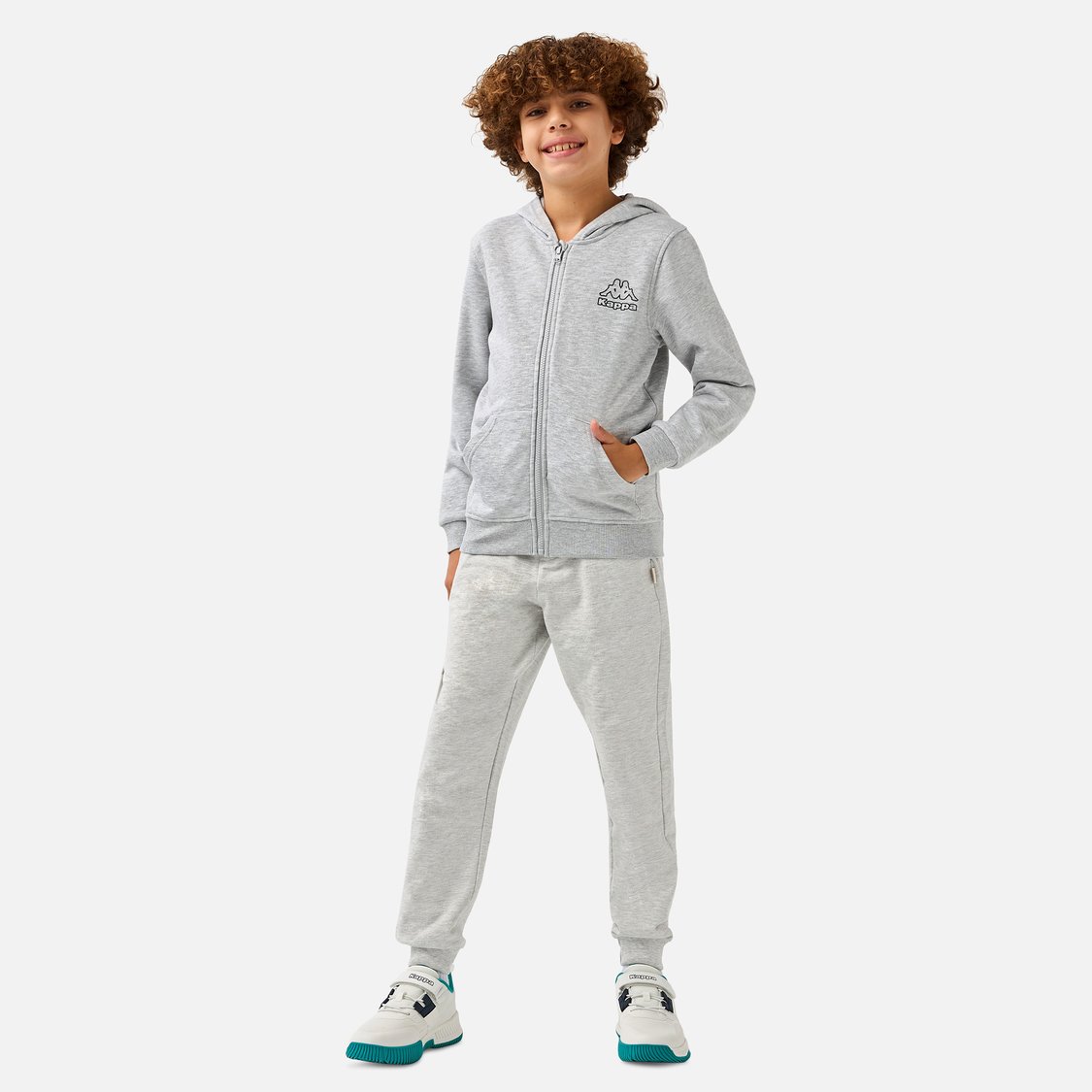 Kappa Logo Print Zip Through Hoodie with Long Sleeves