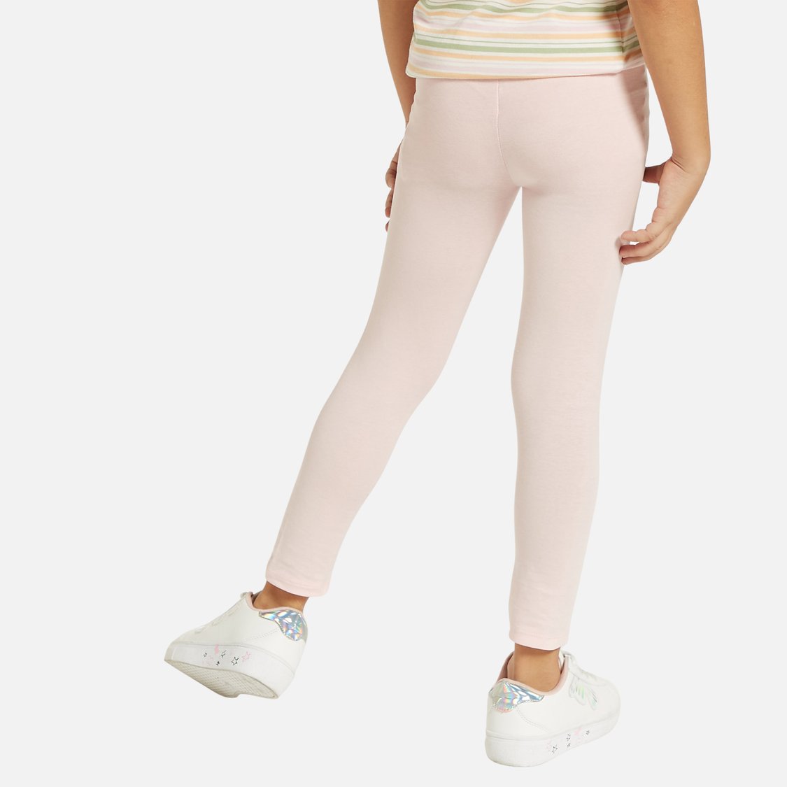 Juniors Solid Leggings with Elasticated Waistband - Set of 2