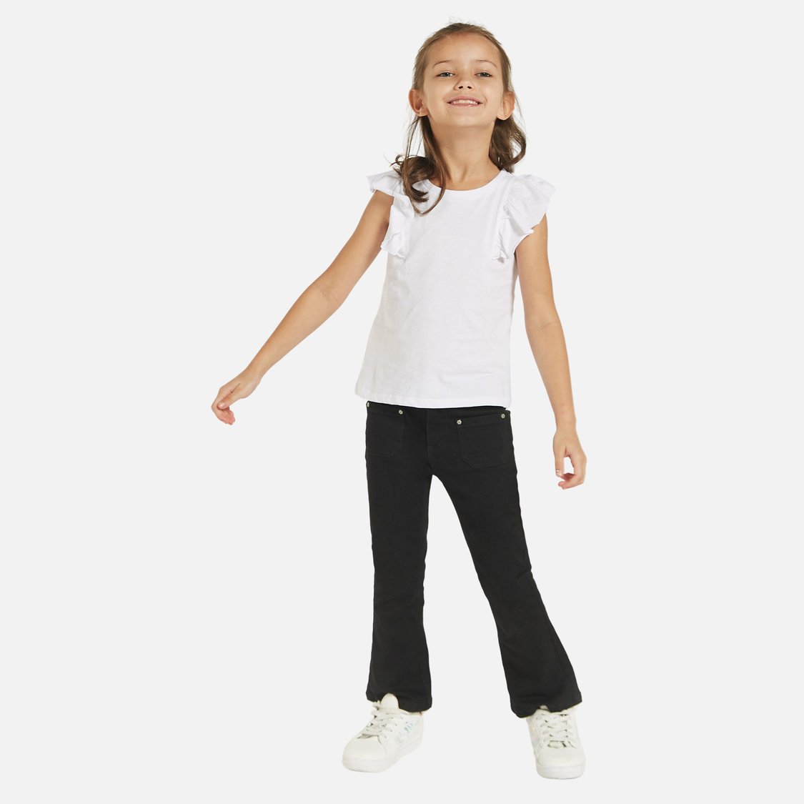 Juniors Solid Top with Ruffle Sleeves - Set of 2