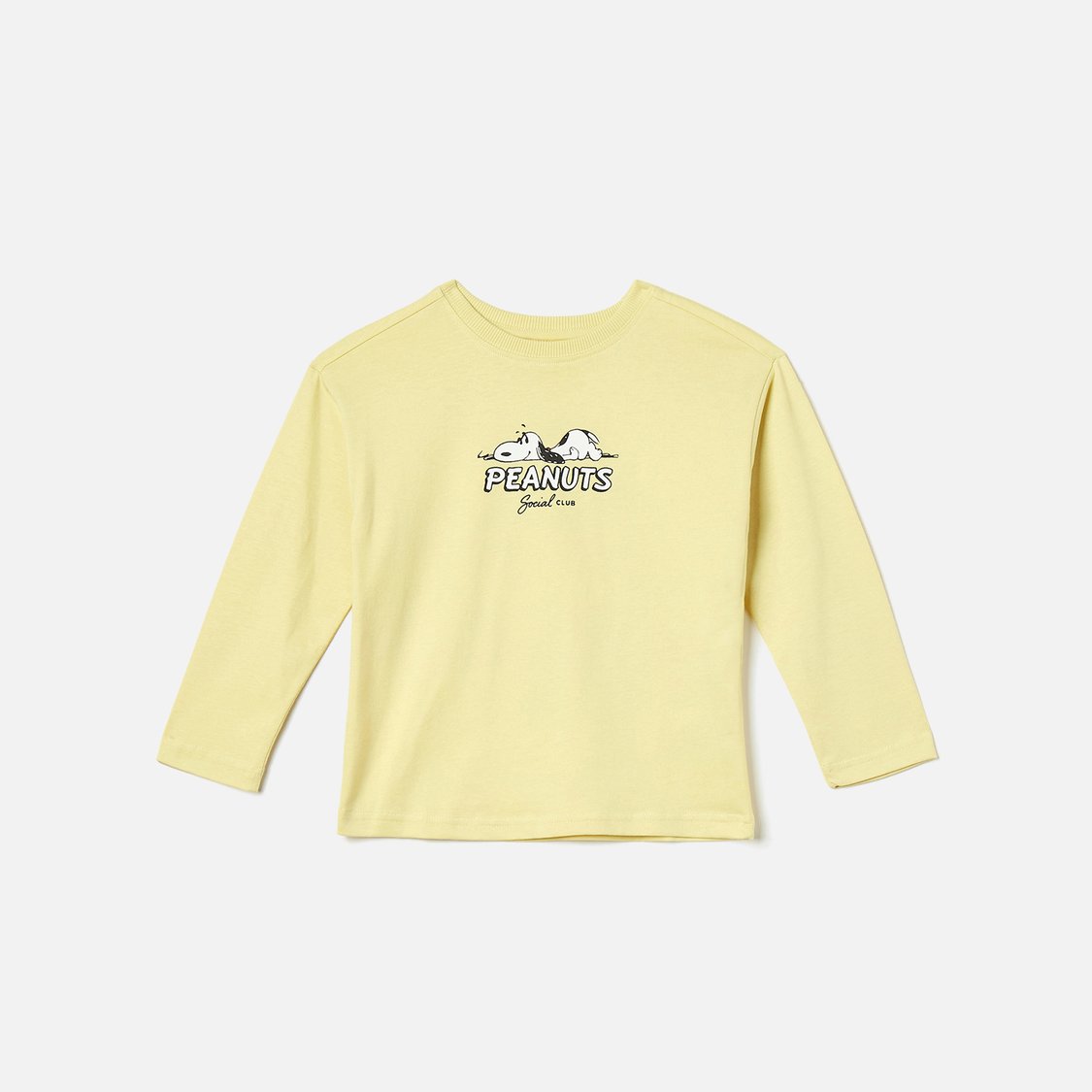 Peanut Print T-shirt with Crew Neck and Long Sleeves