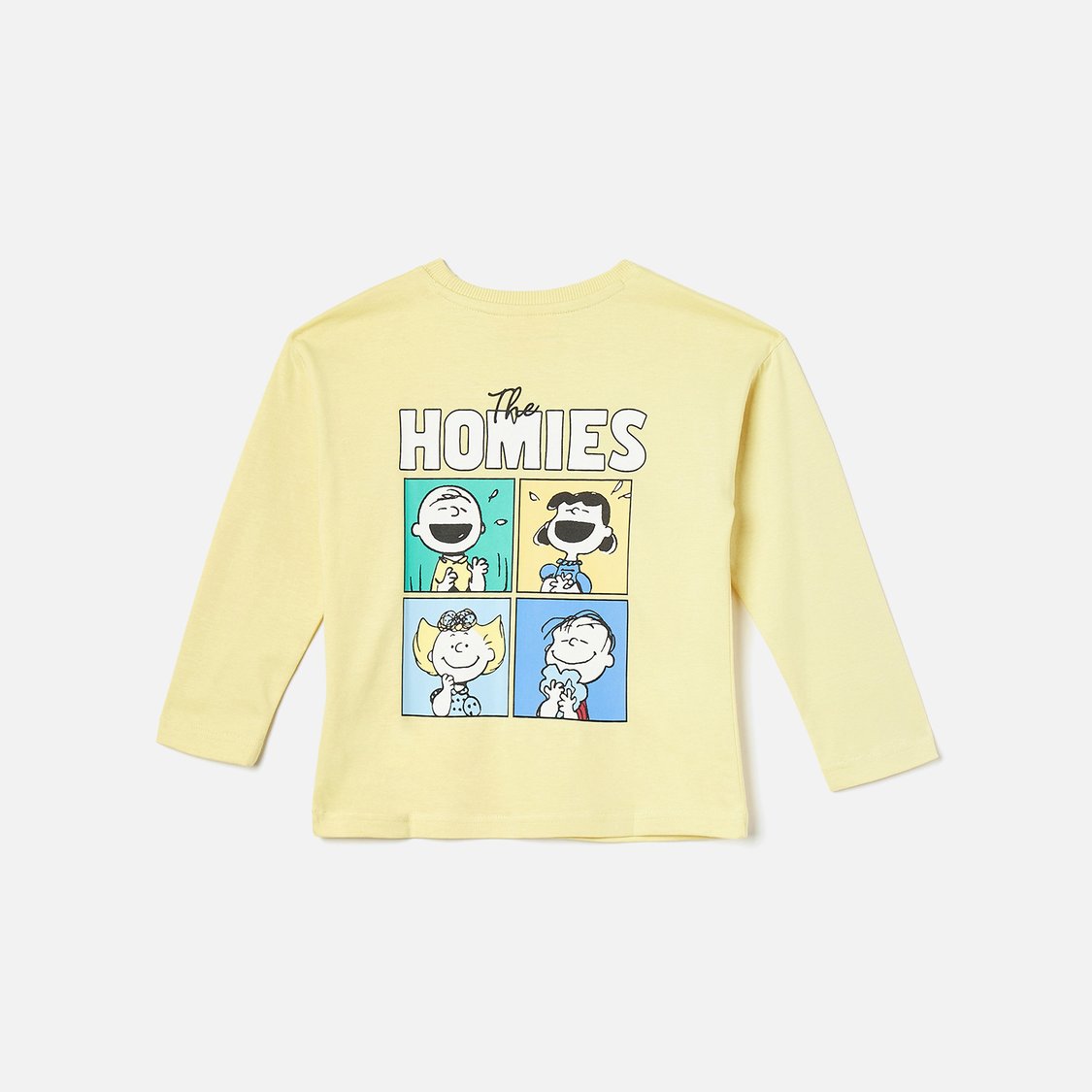 Peanut Print T-shirt with Crew Neck and Long Sleeves