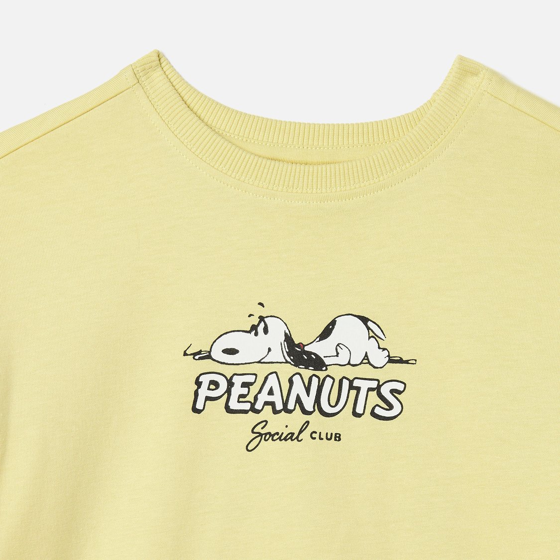 Peanut Print T-shirt with Crew Neck and Long Sleeves
