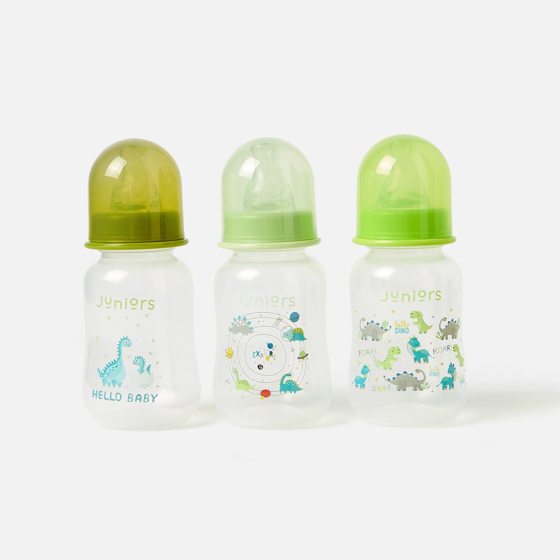 Juniors 3-Piece Dinosaur Print Feeding Bottle Set - 120 ml
