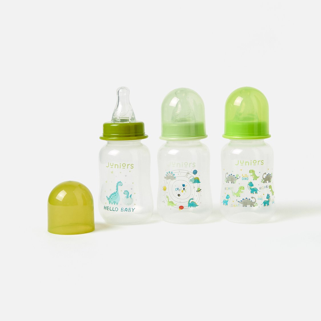 Juniors 3-Piece Dinosaur Print Feeding Bottle Set - 120 ml
