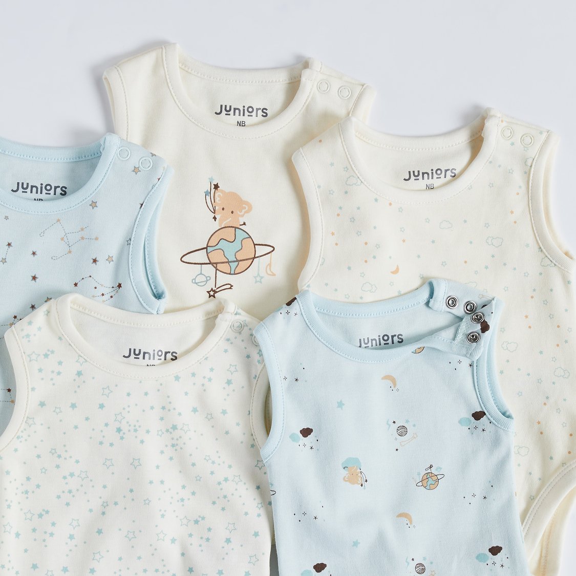 Juniors Printed Sleeveless Bodysuit - Set of 5