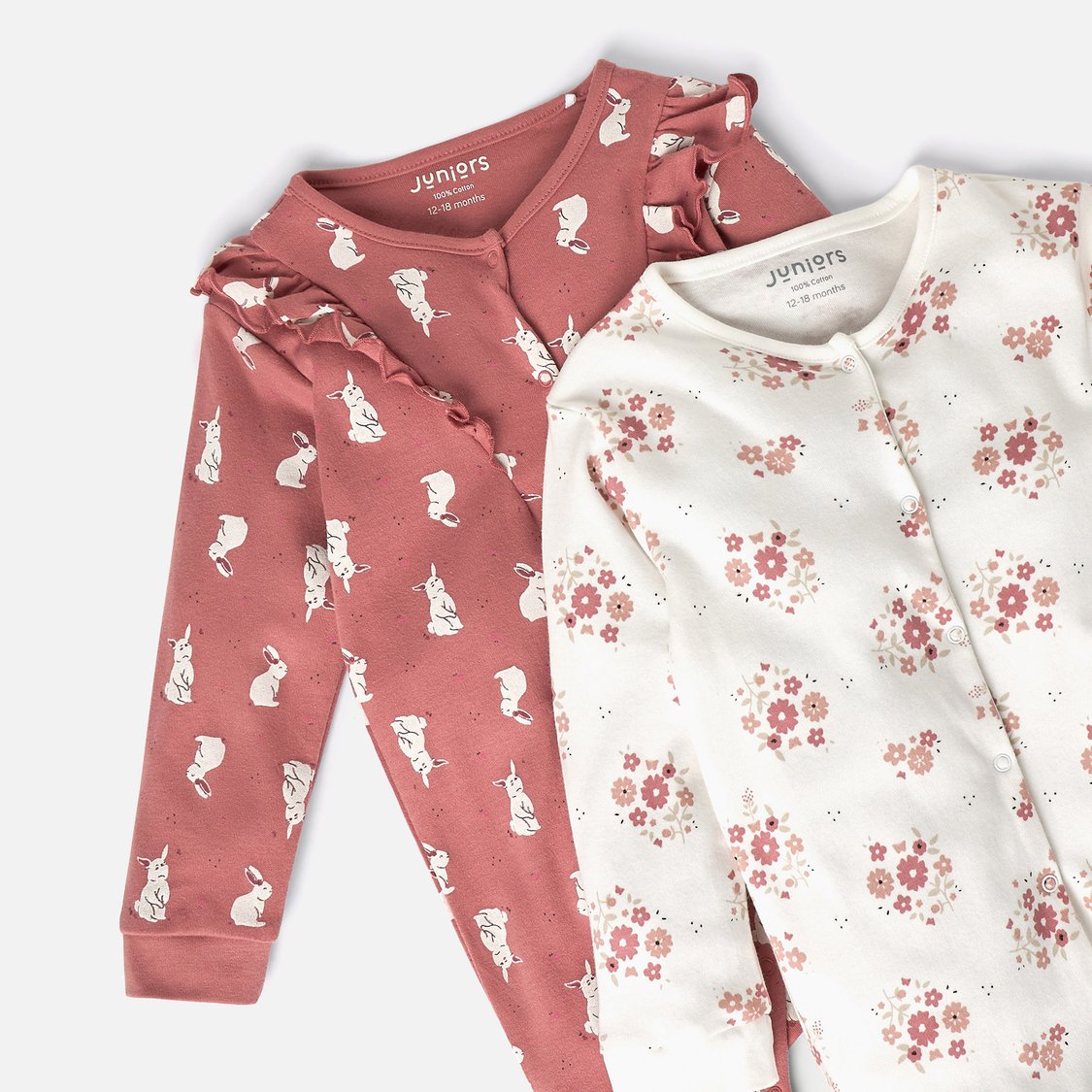Juniors Printed Sleepsuit with Ruffles - Set of 2