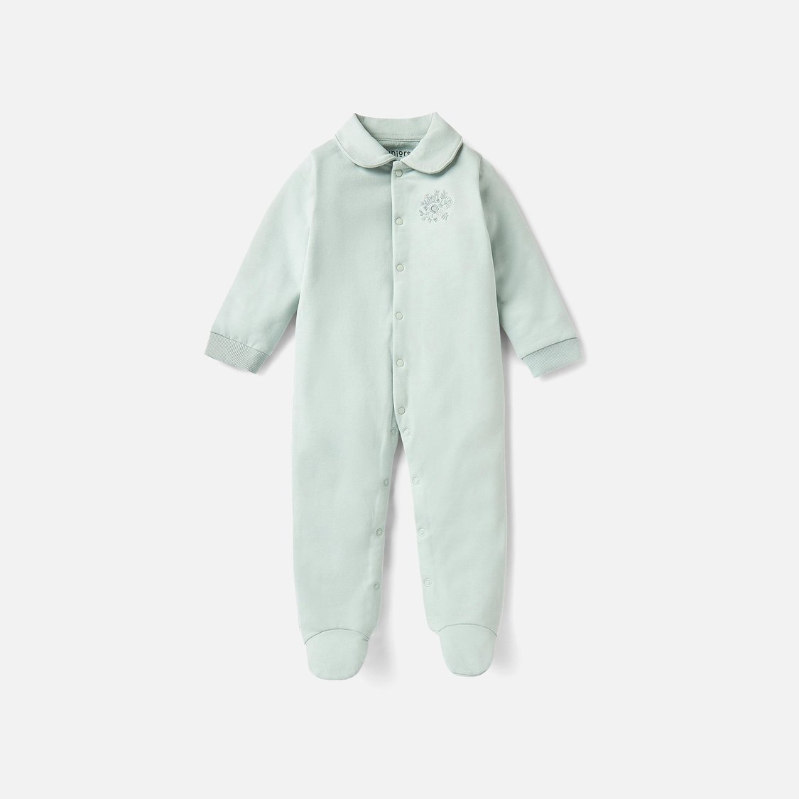 Juniors Embroidered Collared Sleepsuit With Snap Button Closure