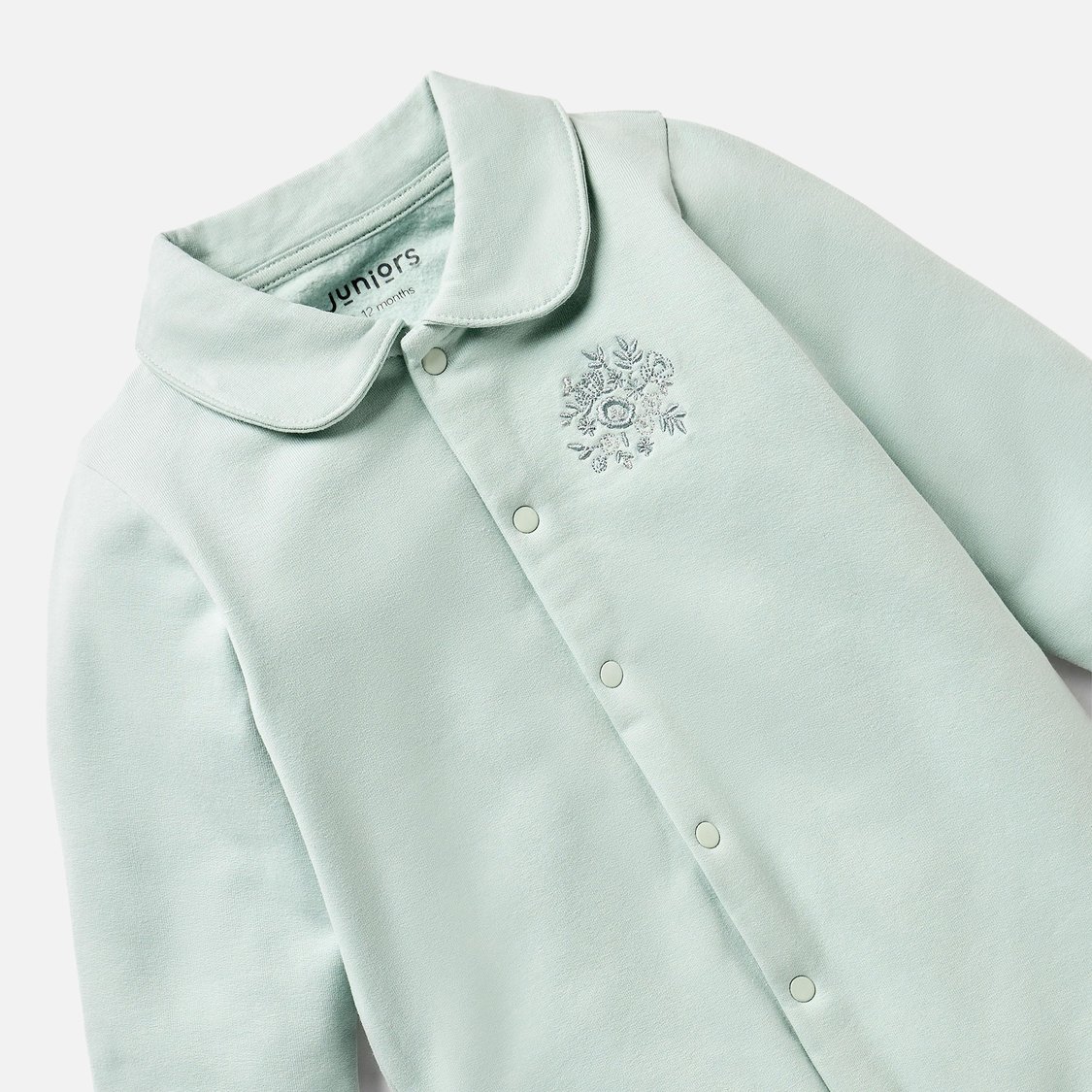 Juniors Embroidered Collared Sleepsuit With Snap Button Closure