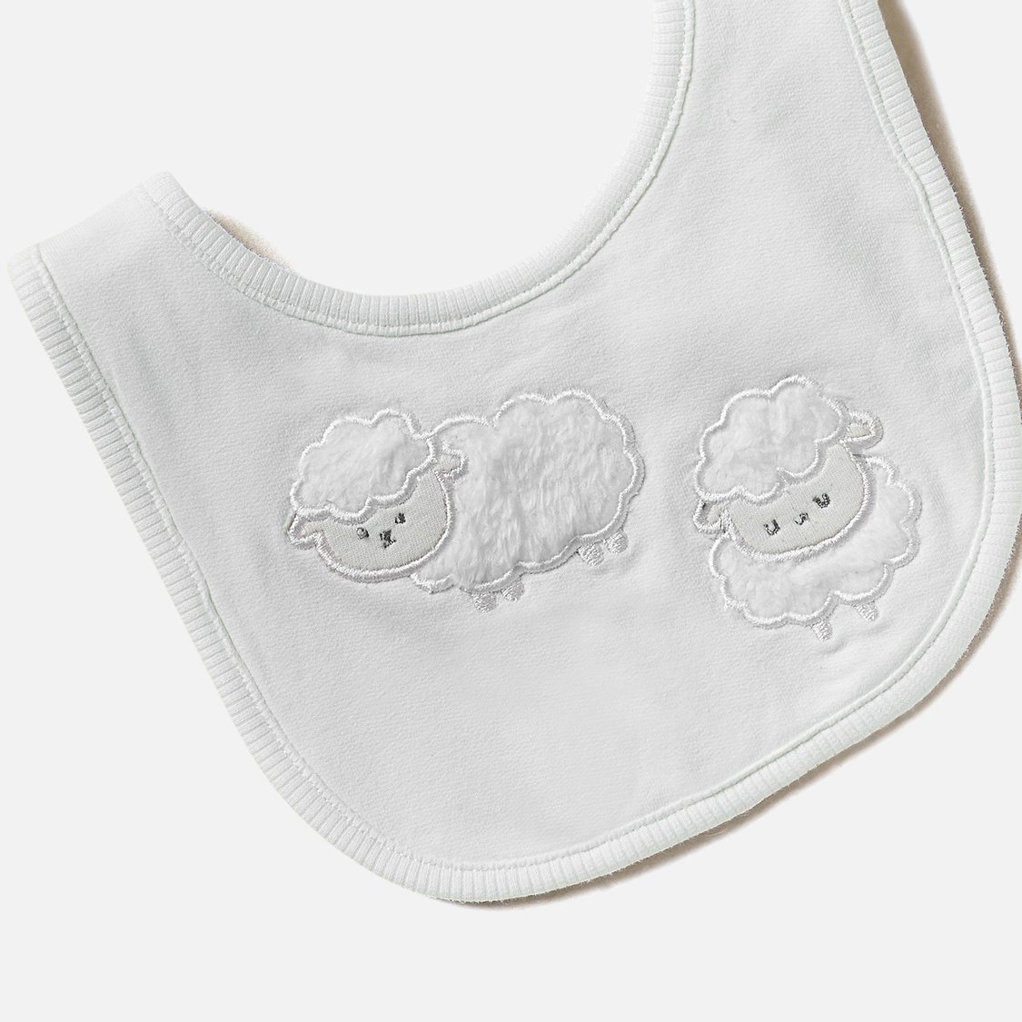 Juniors Sheep Embroidered Bib with Snap Button Closure