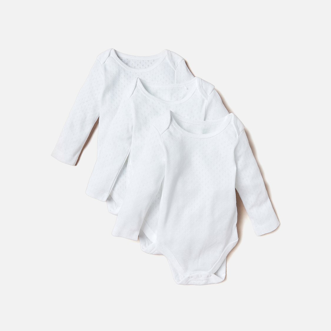 Juniors Textured Bodysuit with Long Sleeves - Set of 3
