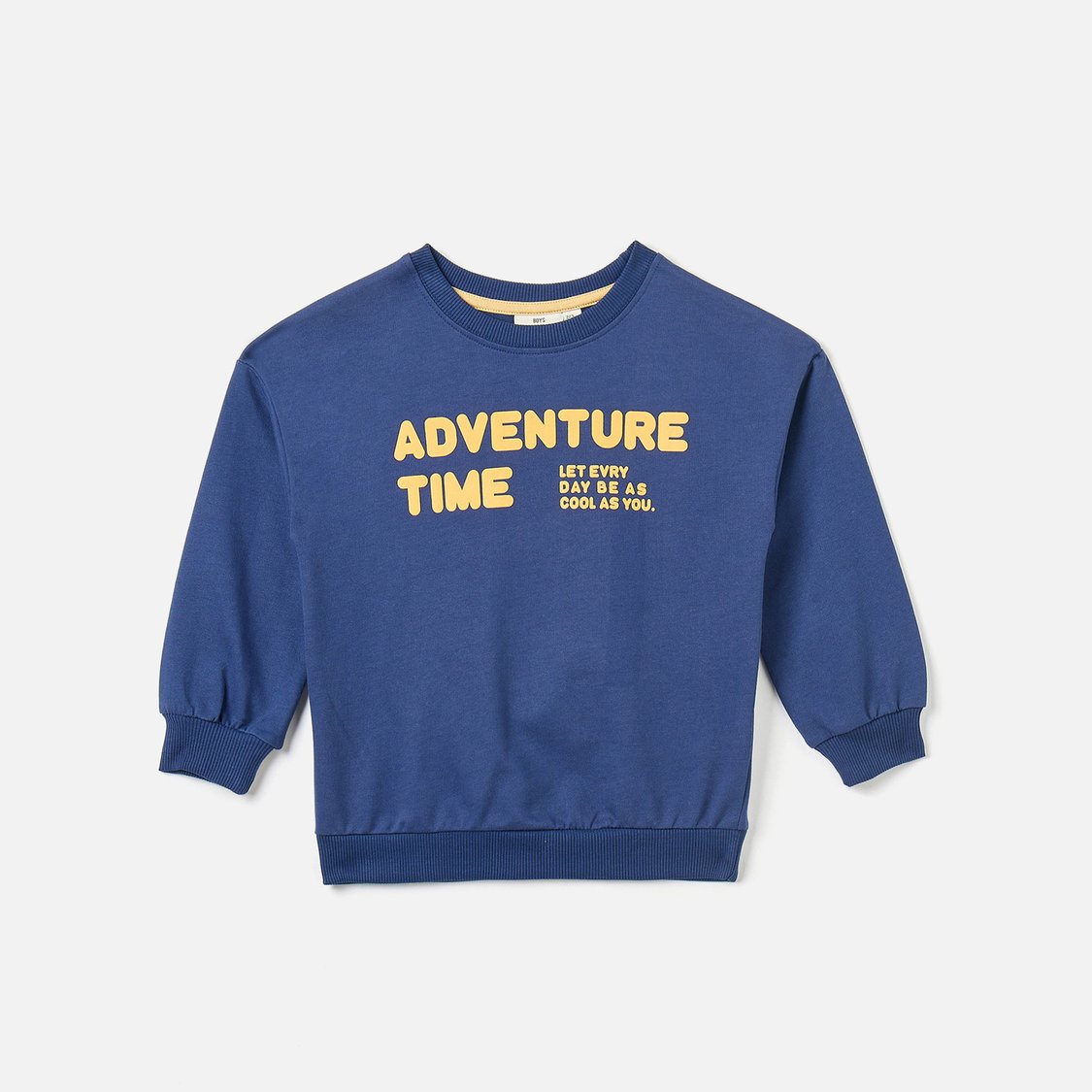 Juniors Slogan Print Sweatshirt with Crew Neck and Long Sleeves