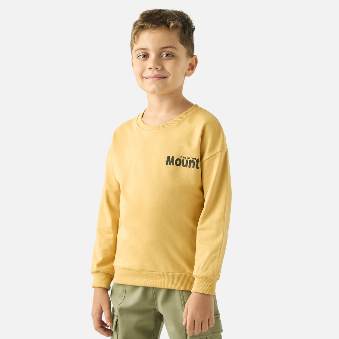 Juniors Abstract Print Sweatshirt with Long Sleeves and Crew Neck