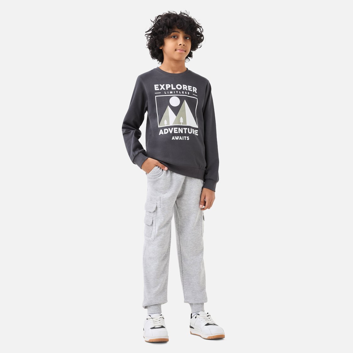 Juniors Slogan Print Sweatshirt with Long Sleeves