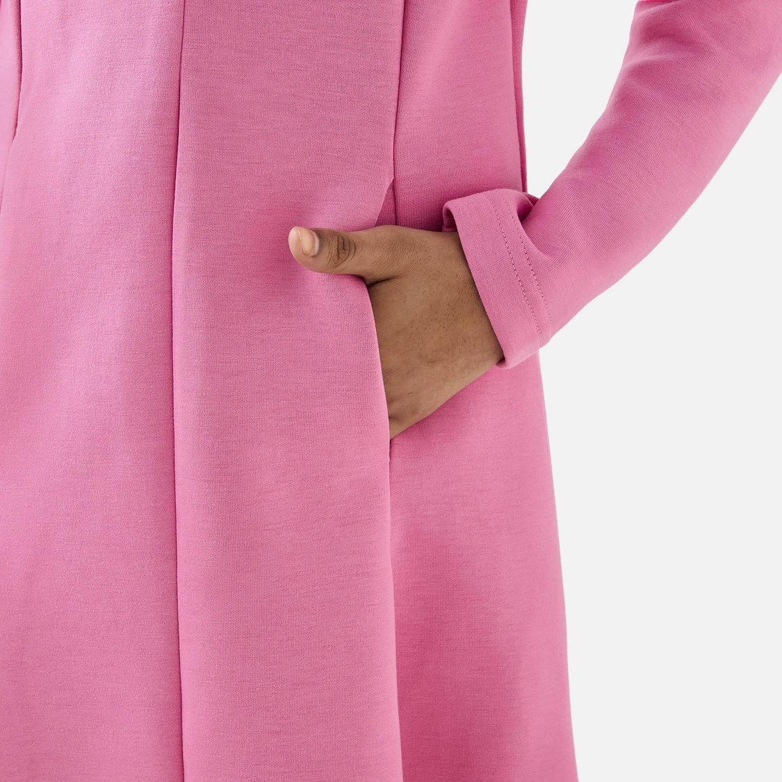 Kappa Panelled A-Line Collared Dress with Long Sleeves and Pockets