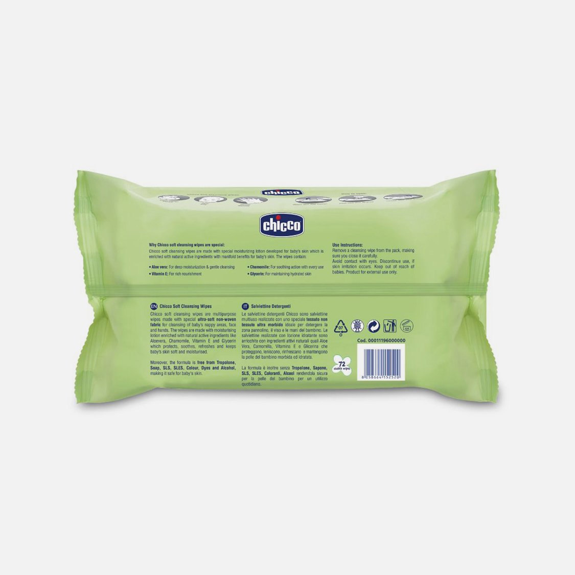 Chicco Baby Moments Wipes Fliptop 72Pcs