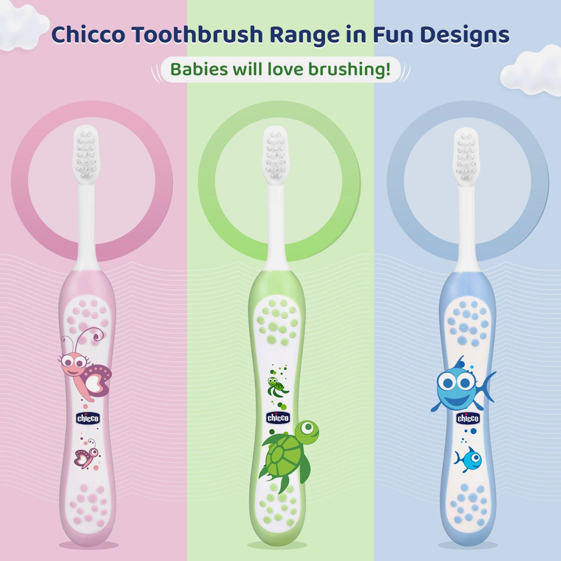 Chicco Printed Baby Toothbrush - Set of 2