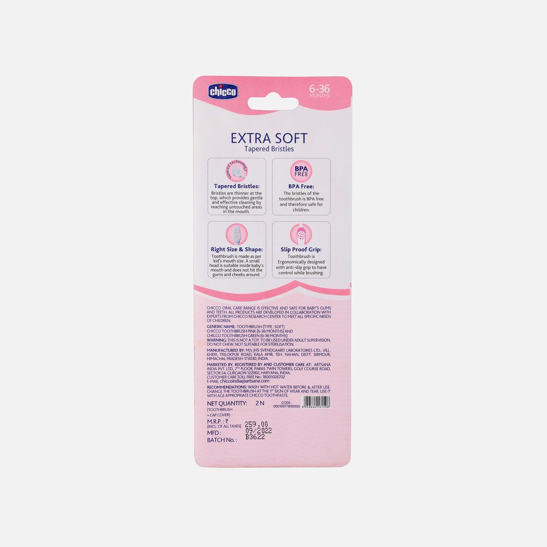 Chicco Printed Baby Toothbrush - Set of 2