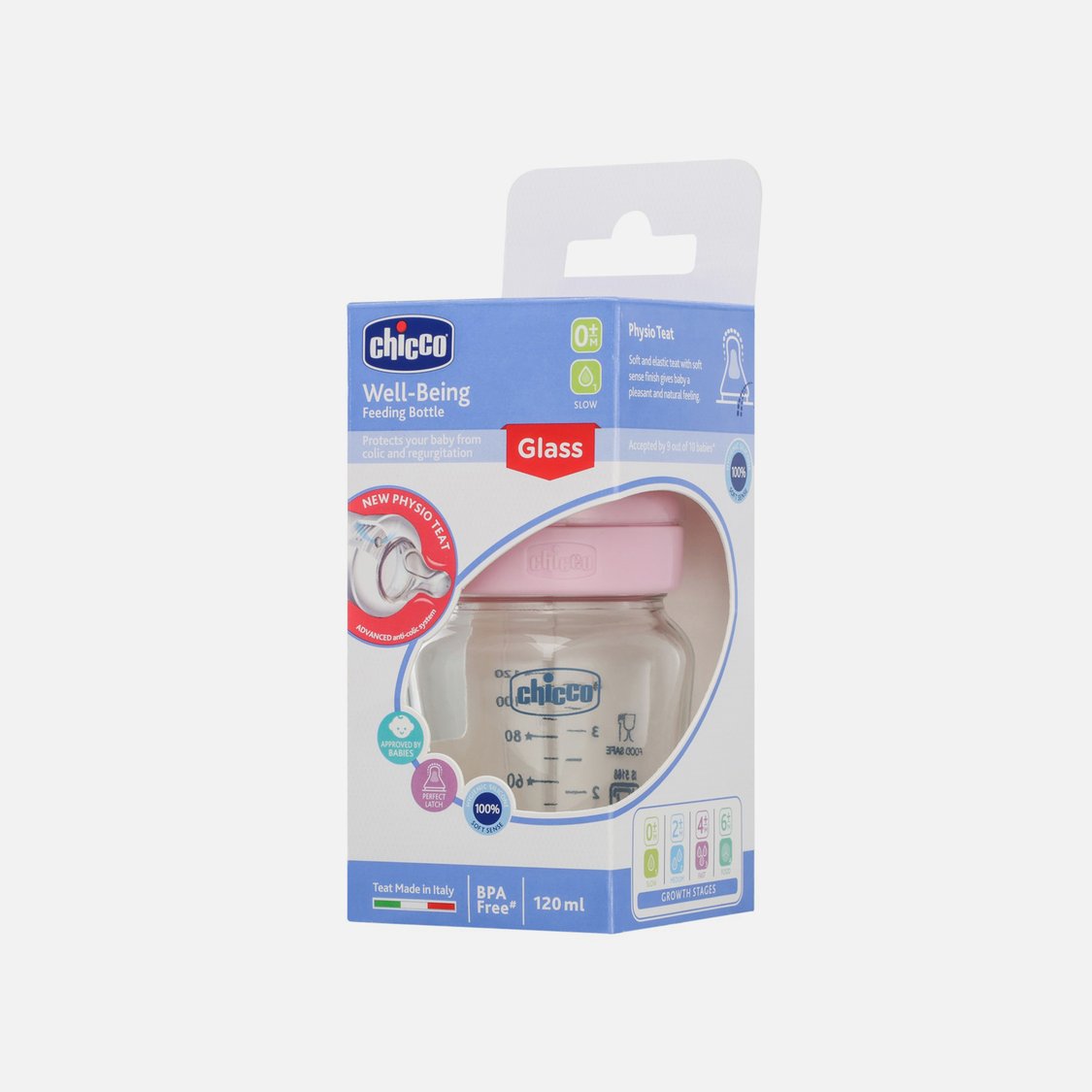 Chicco Well-Being Glass Bottle - 120 ml